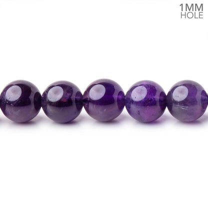 8mm Amethyst Plain Round Beads 14.5 inch 48 pieces 1mm hole A