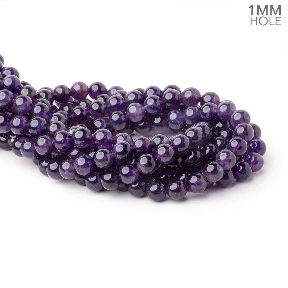 8mm Amethyst Plain Round Beads 14.5 inch 48 pieces 1mm hole A