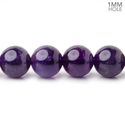 10mm Amethyst Plain Round Beads 15 inch 37 pieces AA 1mm Hole