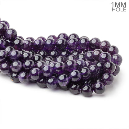 10mm Amethyst Plain Round Beads 15 inch 37 pieces AA 1mm Hole