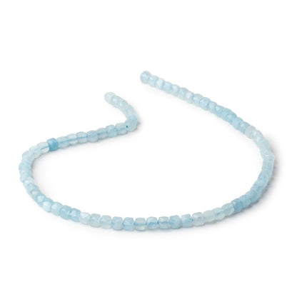 4mm Aquamarine micro faceted cubes 12.5 inch 74 pieces A