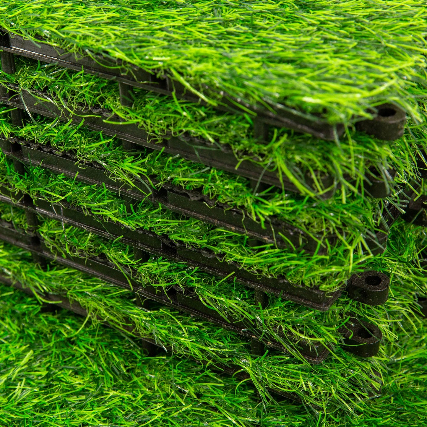 12 In. X 12 In. Interlocking Flooring Tiles Tufted Grass Deck Tile Green (10-Pack)