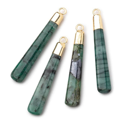 34x6mm Gold Leafed Emerald Plain Pear Pendant 1 piece