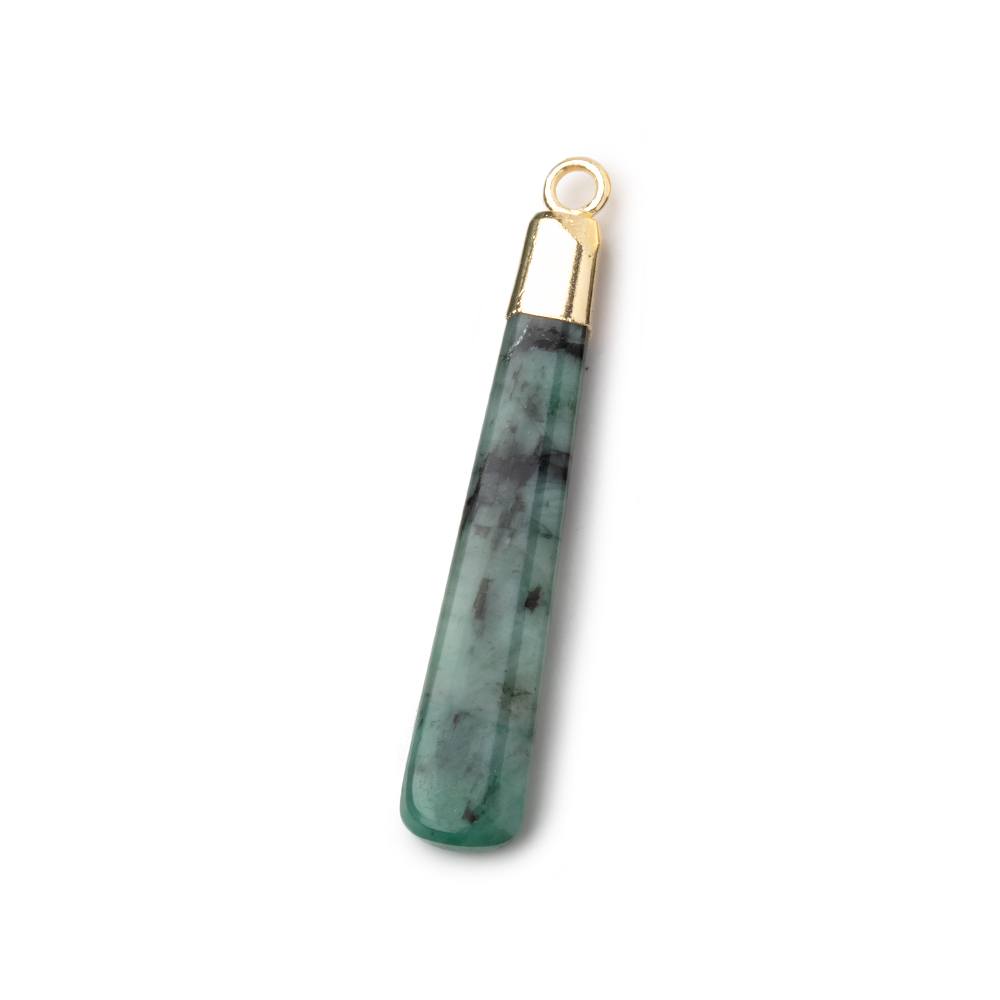 34x6mm Gold Leafed Emerald Plain Pear Pendant 1 piece