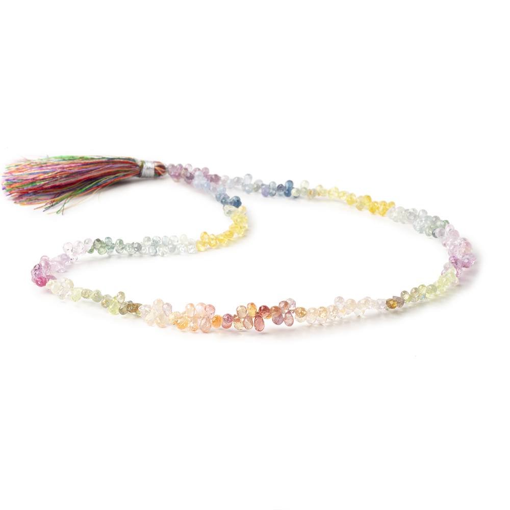 3.5-5.5mm Fancy Sapphire Micro Faceted Tear Drop Beads 16 inch 290 pieces AAA