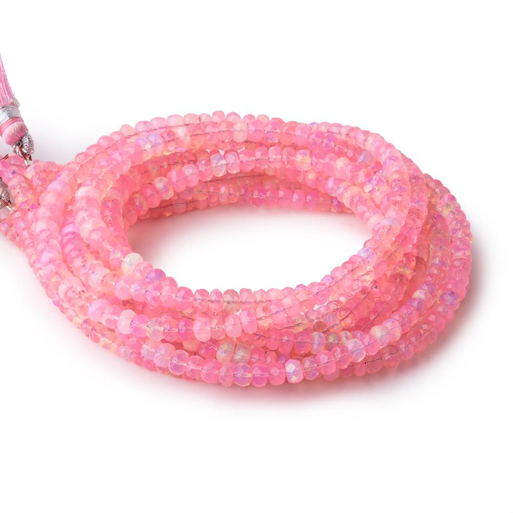 3.5-4.5mm Neon Pink Ethiopian Opal Faceted Rondelle Beads 16 inch 148 pieces