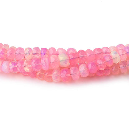 3.5-4.5mm Neon Pink Ethiopian Opal Faceted Rondelle Beads 16 inch 148 pieces