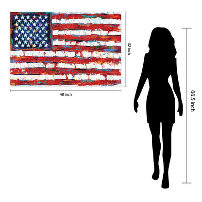 "Dramatic Stars & Stripes - American Flag" by EAD Art Coop Frameless Free-Floating Tempered Art Glass Wall Art