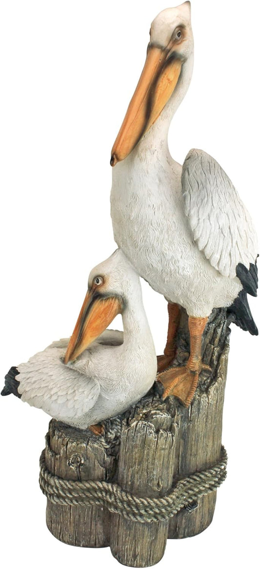 Stunning Coastal Pelican Garden Statue - 24" Tall Cast Stone Resin Decor for Your Outdoor Oasis