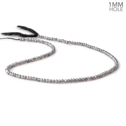 3mm Silver Metallic Labradorite MicroFaceted rondelles 1mm drill hole 140 beads AAA