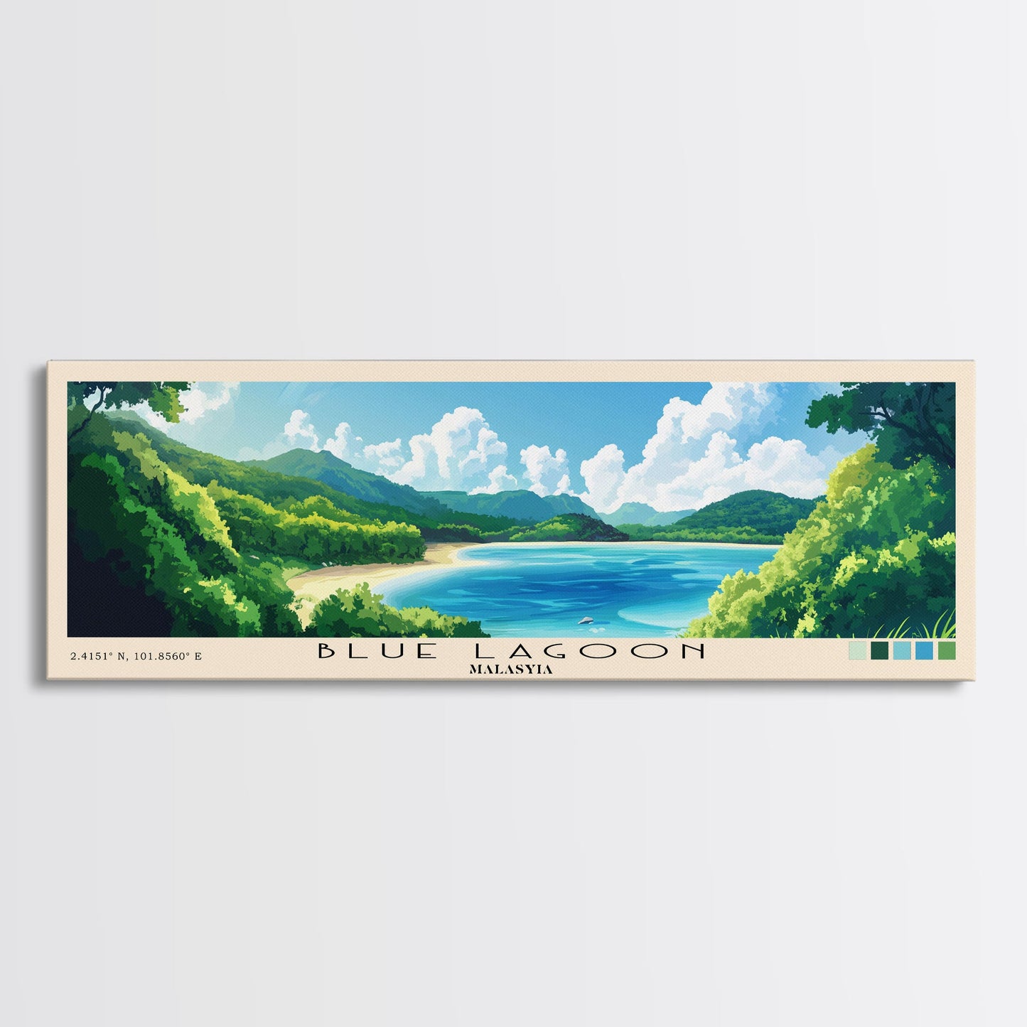 Blue Lagoon, Malasyia Panoramic Print, Vacation Gift, Malasyia Wall Art, Vacation Wall Art, Vacatation Memories, Beach Decor, Beach Or Lakehouse Art