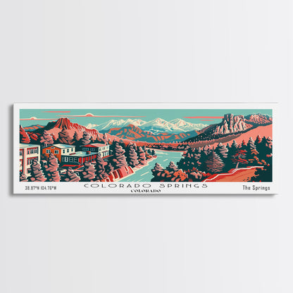 Colorado Springs Colorado Panoramic Travel Poster Canvas Print