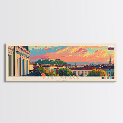 Bratislava Slovakia Wall Art, Panoramic Travel Poster, Panoramic Framed Canvas Print, City Wall Art, Wall Hanging Home Decor, Travel Art