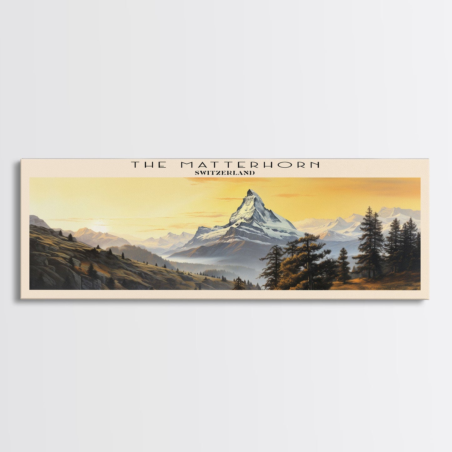 The Matterhorn Travel Poster Print, Framed Canvas Print, COUNTRY Travel Art, Wood Framed Art, Wall Hanging, Home Decor