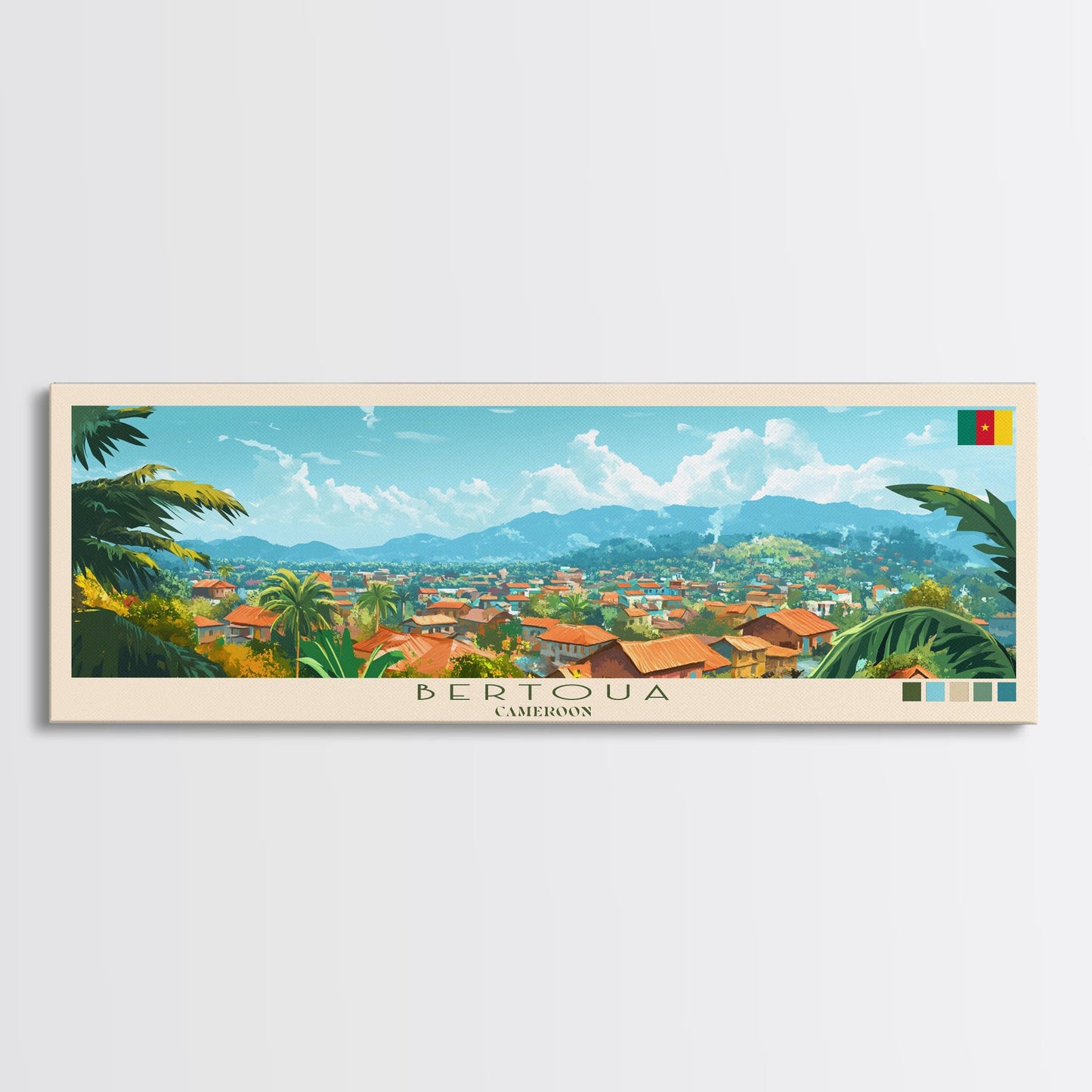 Bertoua, Cameroon Travel Poster Panoramic Canvas Print, Bertoua, Cameroon Painting, Cameroon Art, Bertoua Travel Art, Guest Room Painting
