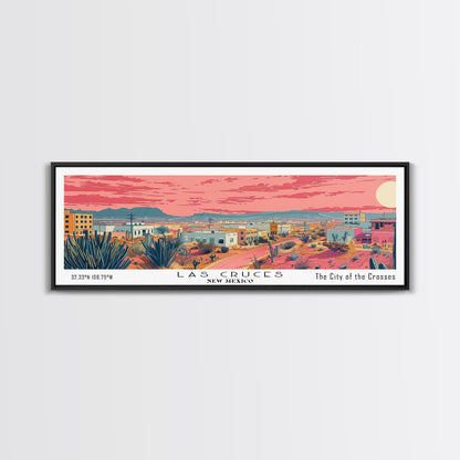 Las Cruces New Mexico Panoramic Wall Art, Mid Century Modern Framed Canvas Print, Retro Pop Art Travel Poster, Home Wall Art