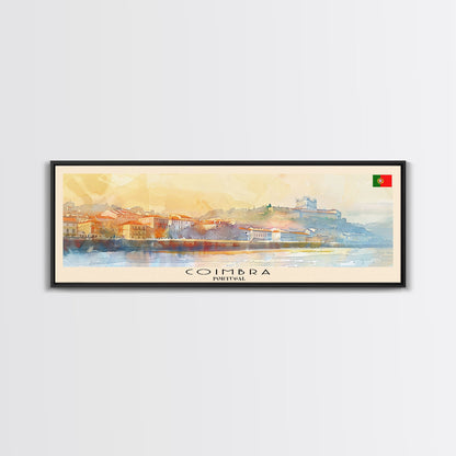 Coimbra Portugal Travel Art, City Art, Framed Canvas Print or Metal Wall Art, Europe Travel Poster, Panoramic Wall Art, Extra Wide Wall Art