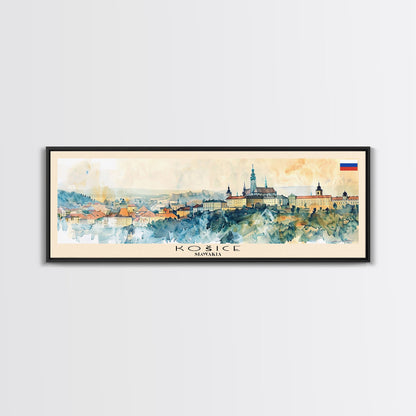 Kosice Slovakia Travel Art, City Art, Framed Canvas Print or Metal Wall Art, Europe Travel Poster, Panoramic Wall Art, Extra Wide Wall Art