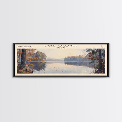 Lake Oconee Georgia Framed Canvas Print, Lake House Decor, Panoramic Wall Art, Travel Poster, Serene Landscape Painting, Living Room Decor