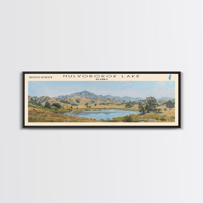 Paulina Lake Oregon Framed Canvas Print, Lake House Decor, Panoramic Travel Poster, Landscape Painting, Bedroom Decor