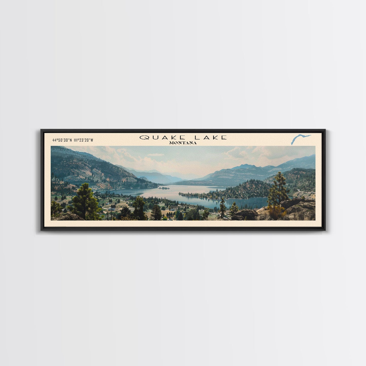 Rough River Lake Kentucky Framed Canvas Print, Lake House Decor, Panoramic Wall Art, Travel Poster, Serene Landscape Painting, Bedroom Decor