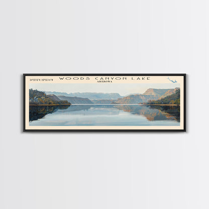 Woods Canyon Lake Arizona Panoramic Wall Art, Framed Canvas Print, Lake House Decor, Travel Poster, Serene Landscape, Home Art