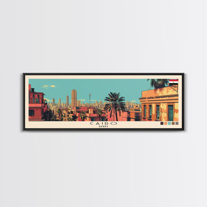 Cairo, Egypt Panoramic Canvas Print, Cairo, Egypt Painting, Egypt Art, Cairo Travel Poster, Travel Art, Housewarming Gift