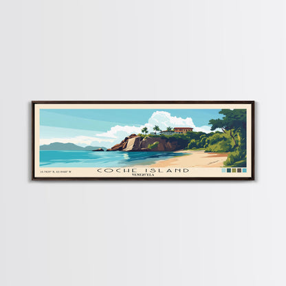 Coche Island, Venezuela Panoramic Print, Vacation Gift, Venezuela Wall Art, Beach Painting, Beach Decor, Beach Or Lakehouse Art
