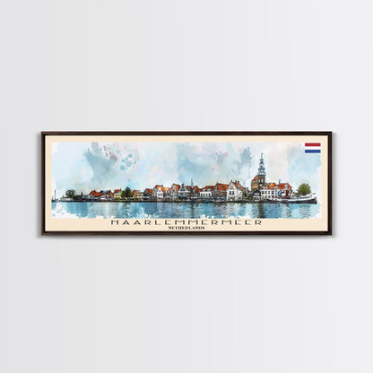 Haarlemmermeer Netherlands Panoramic Travel Poster, Framed Canvas Print or Metal Wall Art, Travel Art, Home Decor, Panoramic Painting, Midcentury Art