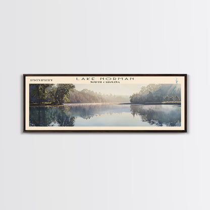 Lake Norman North Carolina Framed Canvas Print, Lake House Decor, Panoramic Wall Art, Travel Poster, Scenic Landscape Painting, Contemporary Art