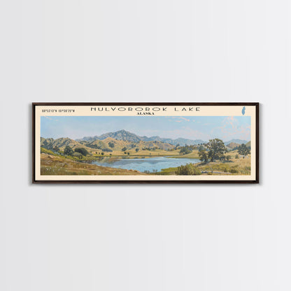 Paulina Lake Oregon Framed Canvas Print, Lake House Decor, Panoramic Travel Poster, Landscape Painting, Bedroom Decor