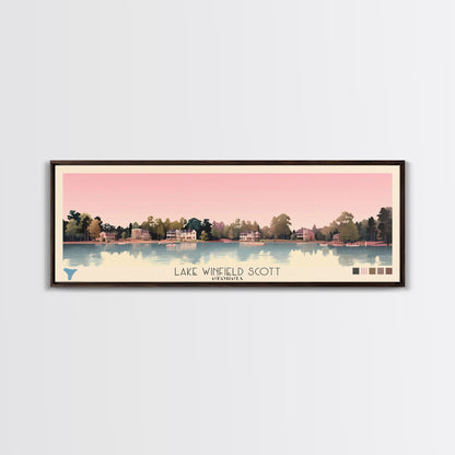 Lake Winfield Scott, Georgia Panoramic Wall Art Framed Canvas Print, Midcentury Modern, Pop Art, Home Decor, Travel Poster, Living Room Art