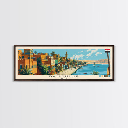 Damanhur, Egypt Panoramic Canvas Print, Damanhur, Egypt Painting, Egypt Art, Damanhur Travel Poster, Travel Art, Housewarming Gift