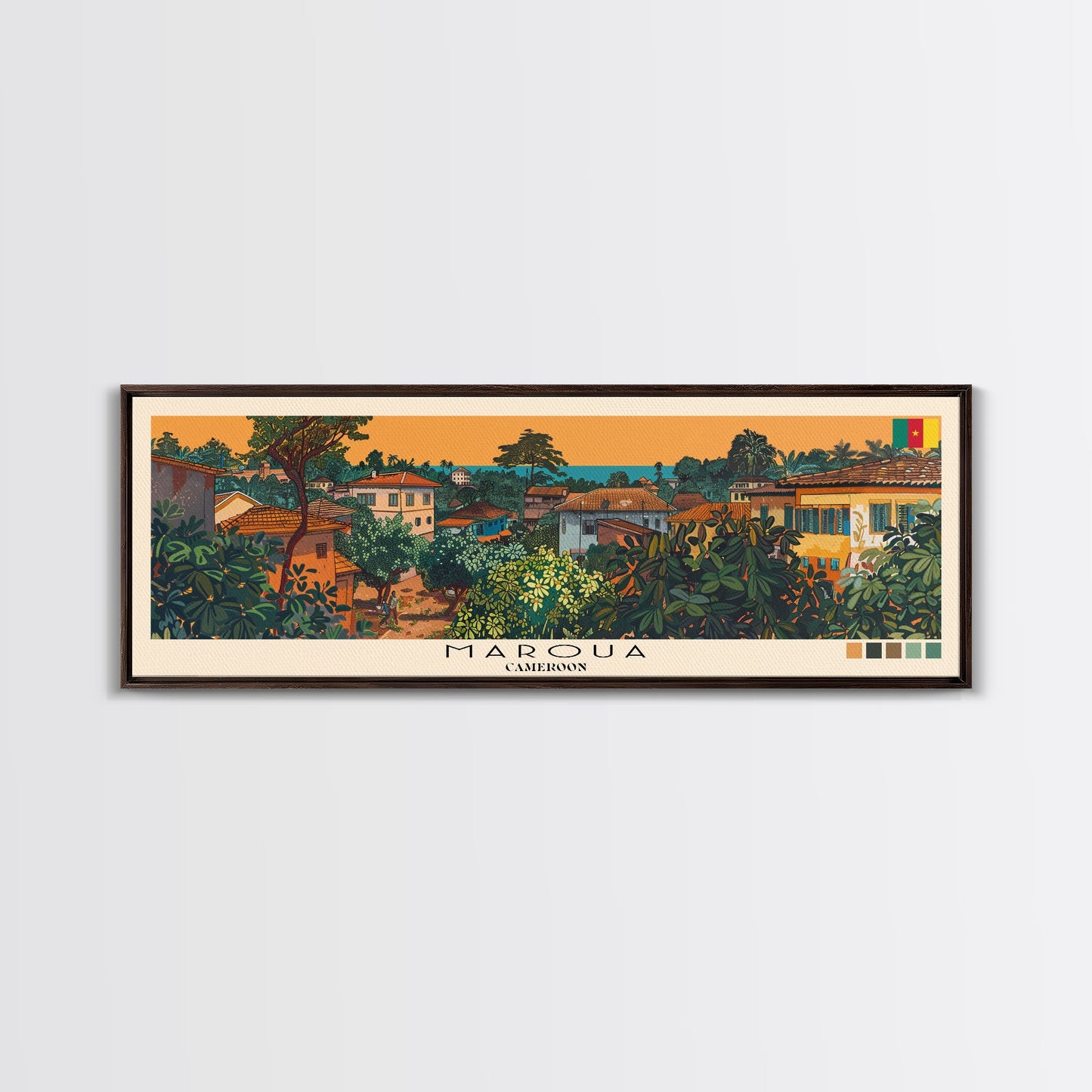 Maroua, Cameroon Panoramic Canvas Print, Maroua, Cameroon Painting, Cameroon Art, Maroua Travel Poster, Travel Art, Living Room Painting