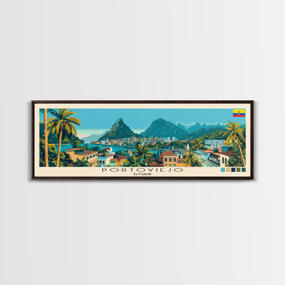 Portoviejo, Ecuador Panoramic Canvas Print, Portoviejo, Ecuador Painting, Ecuador Art, Portoviejo Travel Poster, Travel Art, Guest Room Painting