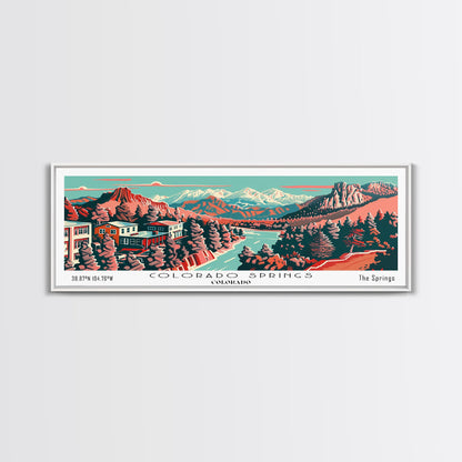 Colorado Springs Colorado Panoramic Travel Poster Canvas Print