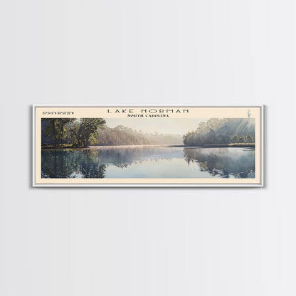 Lake Norman North Carolina Framed Canvas Print, Lake House Decor, Panoramic Wall Art, Travel Poster, Scenic Landscape Painting, Contemporary Art