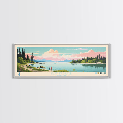 Flathead Lake Montana Framed Canvas Print, Panoramic Art, Midcentury Modern, Pop Art, Living Room Wall Art, Travel Poster, Lake View, Home Decor