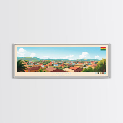 Sunyani, Ghana Panoramic Travel Poster Canvas Print, Sunyani, Ghana Painting, Ghana Art, Sunyani Panoramic Travel Art, Travel Painting
