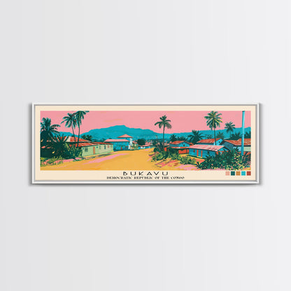 Bukavu, Congo Panoramic Canvas Print, Bukavu, Congo Painting, Congo Art, Bukavu Travel Poster, Travel Art, Living Room Painting