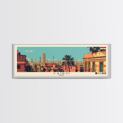 Cairo, Egypt Panoramic Canvas Print, Cairo, Egypt Painting, Egypt Art, Cairo Travel Poster, Travel Art, Housewarming Gift