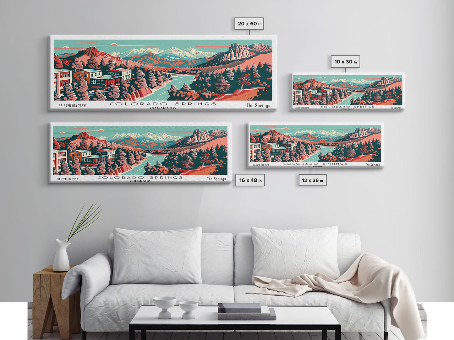 Colorado Springs Colorado Panoramic Travel Poster Canvas Print