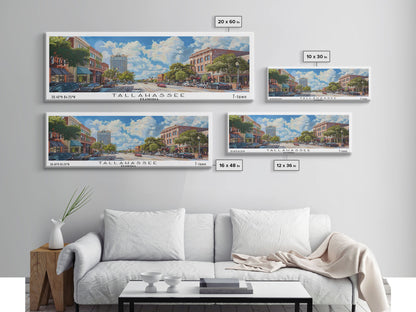 Tallahassee Florida Travel Poster, Framed Canvas Print, Wall Art, Home Decor, Travel Gift, Living Room Art, Retro Style Art