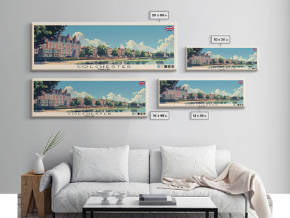 Colchester, England Panoramic Canvas Print, Colchester, England Painting, England Art, Colchester Travel Poster, Travel Art, Guest Room Painting