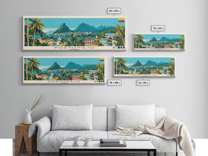Portoviejo, Ecuador Panoramic Canvas Print, Portoviejo, Ecuador Painting, Ecuador Art, Portoviejo Travel Poster, Travel Art, Guest Room Painting