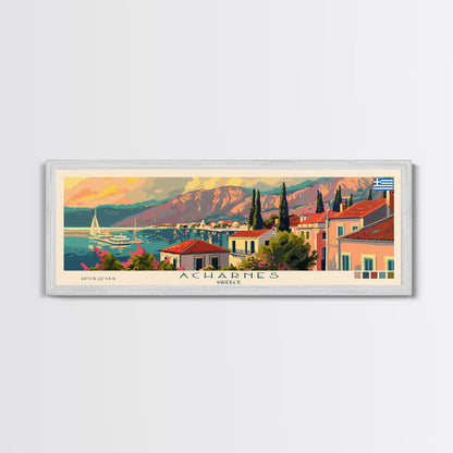 Acharnes Greece Travel Print Wall Art, Panoramic City Art, Travel Art, Wall Decor, Vacation Gift, Framed Canvas Print Or Metal Art