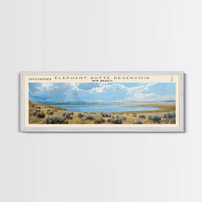 Elephant Butte Reservoir New Mexico Framed Canvas Print, Panoramic Lake House Decor, Wall Art, Travel Poster, Rustic Lake Painting, Nature Art