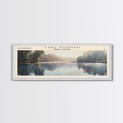 Lake Norman North Carolina Framed Canvas Print, Lake House Decor, Panoramic Wall Art, Travel Poster, Scenic Landscape Painting, Contemporary Art