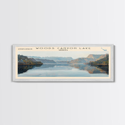 Woods Canyon Lake Arizona Panoramic Wall Art, Framed Canvas Print, Lake House Decor, Travel Poster, Serene Landscape, Home Art