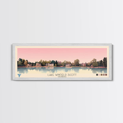 Lake Winfield Scott, Georgia Panoramic Wall Art Framed Canvas Print, Midcentury Modern, Pop Art, Home Decor, Travel Poster, Living Room Art